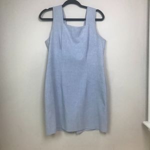 Sz 14 Vintage Style Gray Square Neck Shift Dress